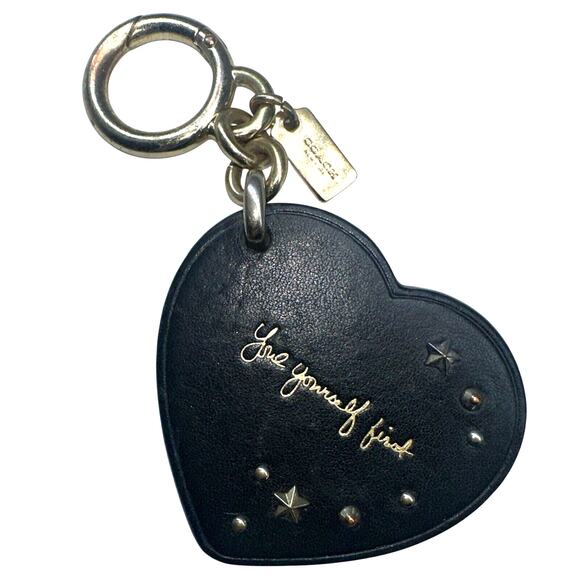 Coach Selena Gomez Keychain Key Fob Bag Charm Black Heart Love Valentines Day - Picture 1 of 5